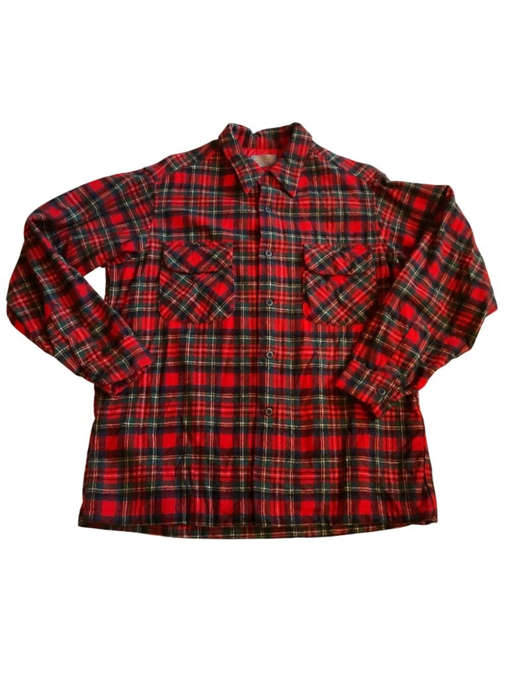 Vintage Pendleton Wool Plaid Board Shirt Sz L Red Black Long Sleeve USA Made Men